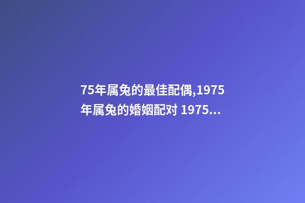 75年属兔的最佳配偶,1975年属兔的婚姻配对 1975年属兔与什么婚配,75年属兔的最佳配偶是什么-第1张-观点-玄机派